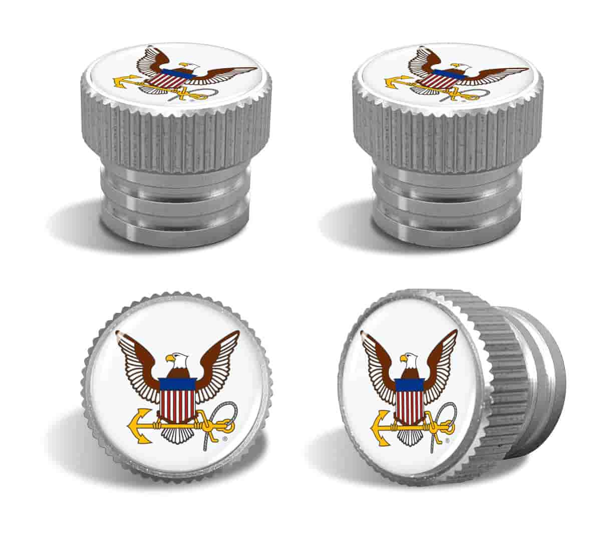 U.S. Navy Tire Valve Stem Caps – Silver Aluminum Set of 4